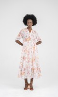 SIXDO Floral Woven Midi Dress